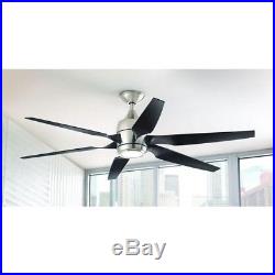 Ceiling Fan 60in LED Light Kit Remote Control Brushed Nickel Finish Indoor Large