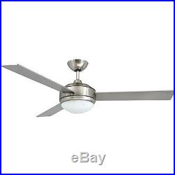 Ceiling Fan Contemporary 52-inch Brushed Nickel 2-Lights Kit 3 Blade Pull Chain