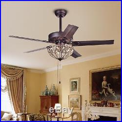 Ceiling Fan Crystal Chandelier Light Kit Bronze Finish 48 Living Room Bedroom