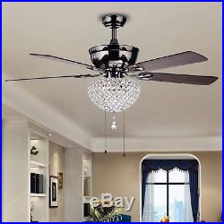 Ceiling Fan Crystal Chandelier Light Kit Modern 52 Living Room Bedroom Black