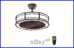 Ceiling Fan Drum LED Light Kit 23 in Compact Look Indoor Outdoor Remote Bronze