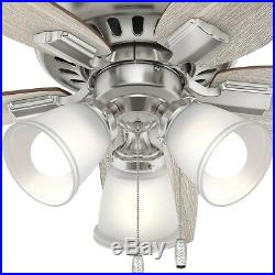 Ceiling Fan Flush Mount 42 in. Brushed Nickel LED Light Kit Contemporary Indoor