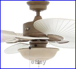 Ceiling Fan Havana 48 In. Cappuccino Outdoor Five Palm Blades Bowl Light Kit