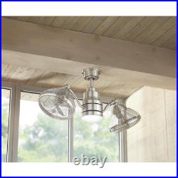 Ceiling Fan LED Light Kit 42 in. 3-Speed Dual-Motor Dimmable Brushed Nickel