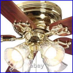 Ceiling Fan LED Light Kit 52 in. Polished Brass Indoor 5 Blades With 4 Lights