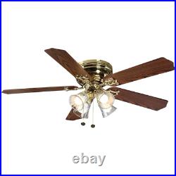 Ceiling Fan LED Light Kit 52 in. Polished Brass Indoor 5 Blades With 4 Lights
