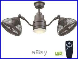 Ceiling Fan LED Light Kit Espresso Bronze 42 in. Dual Cage Design Remote Control