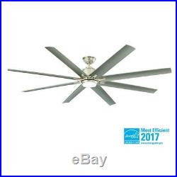 Ceiling Fan Led Light 72in Silver Metal Blades with Light Kit and Remote Control