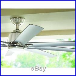 Ceiling Fan Led Light 72in Silver Metal Blades with Light Kit and Remote Control