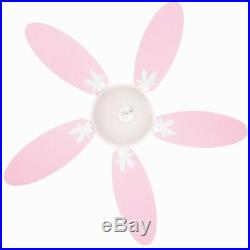Ceiling Fan Light Kit 44 in Reversible Pink Purple Blades Downrod White