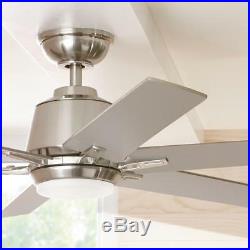 Ceiling Fan Light Kit 54 in. 6-Reversible Blades Remote Control Brushed Nickel