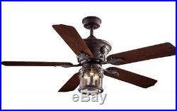 Ceiling Fan Light Kit Flush Mount Indoor Outdoor Downrod Rustic Bronze 52 inch