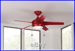 Ceiling Fan Light Kit Indoor Flush Mount Pull Chain Reversible Blades Motor Red