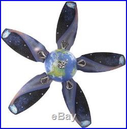 Ceiling Fan Light Kit Kid Room World Globe Brushed Nickel Pull Chain Remote 48