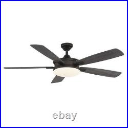 Ceiling Fan Light Kit LED 54 in. Indoor Oil Rubbed Bronze Gray Remote 5-Blades