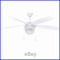 Ceiling Fan Light Kit LED Angled Frosted Glass Motor White 52 Inches Reversible