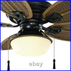 Ceiling Fan Light Kit Opal Glass Palm Beach III LED Quiet Natural Iron 48 in
