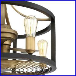 Ceiling Fan Light Kit Remote 21.5 in Vintage Brass Dual Mount Indoor/Outdoor