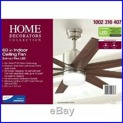 Ceiling Fan Light Kit Remote Control Indoor Zolman LED Brushed Nickel 60 in