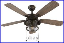 Ceiling Fan Shanahan 52 in. LED Indoor Outdoor Bronze Light Kit Seeded Glass