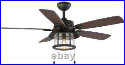 Ceiling Fan Shanahan 52 in. LED Indoor Outdoor Bronze Light Kit Seeded Glass