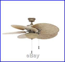 Ceiling Fan Tropical Outdoor 48 in. Glass Bowl Light Kit Palm Blades All-Weather