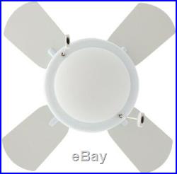 Ceiling Fan With CFL Dome Light Kit 24in 4 Reversible Blades Small Room White