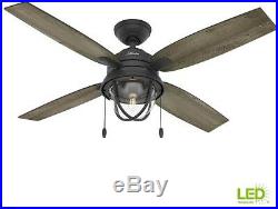 Ceiling Fan With LED Light Kit Natural Iron 52in Indoor Outdoor Rustic Vintage