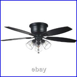 Ceiling Fan With Light Kit 52 inch Matte Black 3 LED Bulbs 5 Reversible Blades