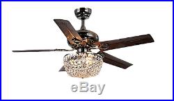 Ceiling Fan With Light Kit Bedroom Living Chandelier Crystal 5 blade Brown New