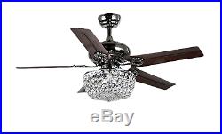 Ceiling Fan With Light Kit Bedroom Living Chandelier Crystal 5 blade Brown New