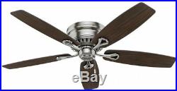 Ceiling Fan With Light Kit Brushed Nickel 52 Flush Mount Low Profile LED Indoor