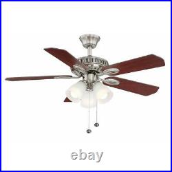 Ceiling Fan With Light Kit LED 42 in. Brushed Nickel Frosted Glass Shades