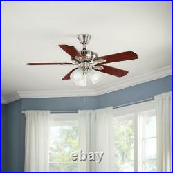 Ceiling Fan With Light Kit LED 42 in. Brushed Nickel Frosted Glass Shades