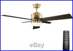 Ceiling Fan With Light Kit LED Indoor Brushed Gold 52in Remote Control Modern