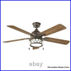 Ceiling Fan w Light Kit Artshire LED 5 Blades Quick Install Natural Iron 52 in
