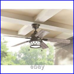 Ceiling Fan w Light Kit Artshire LED 5 Blades Quick Install Natural Iron 52 in