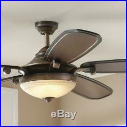 Ceiling Fan w Light Kit Frosted Glass Downrod Amaretto LED French Beige 70 in