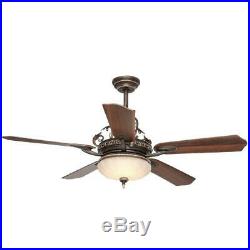 Ceiling Fan w Light Kit and Remote Control Integrated LED Indoor Walnut 52 in