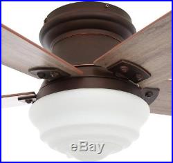 Ceiling Fan with LED Light Kit Remote Control Low Profile Flush Mount Bronze 52