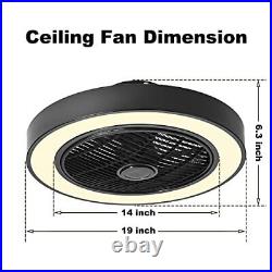 Ceiling Fan with Light, 19 inches LED Remote Control Fully Dimmable Black