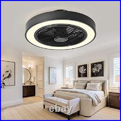 Ceiling Fan with Light, 19 inches LED Remote Control Fully Dimmable Black
