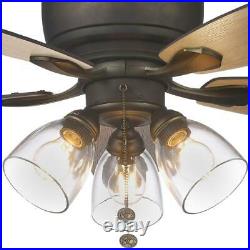 Ceiling Fan with Light Kit 3458-CFM 5-Blade Reversible Motor Flush Mount Bronze