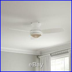 Ceiling Fan with Light Kit 4 Inch Flush Mount Indoor White With Remote Control