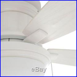 Ceiling Fan with Light Kit 48 in. LED Indoor/Outdoor Matte White Flush Mount