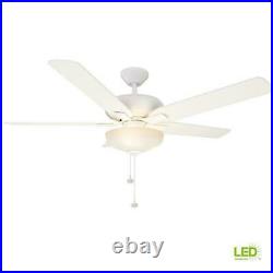 Ceiling Fan with Light Kit 52 in. LED Matte White Holly Springs Hampton Bay