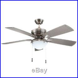 Ceiling Fan with Light Kit Frosted Glass 54 in LED Indoor Outdoor Brushed Nickel