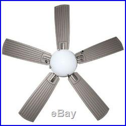 Ceiling Fan with Light Kit Frosted Glass 54 in LED Indoor Outdoor Brushed Nickel