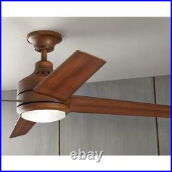 Ceiling Fan with Light Kit LED Indoor Distressed Koa and Remote Control