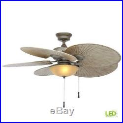 Ceiling Fan with Light Kit LED Indoor Outdoor Cambridge Silver Havana Palm Style
